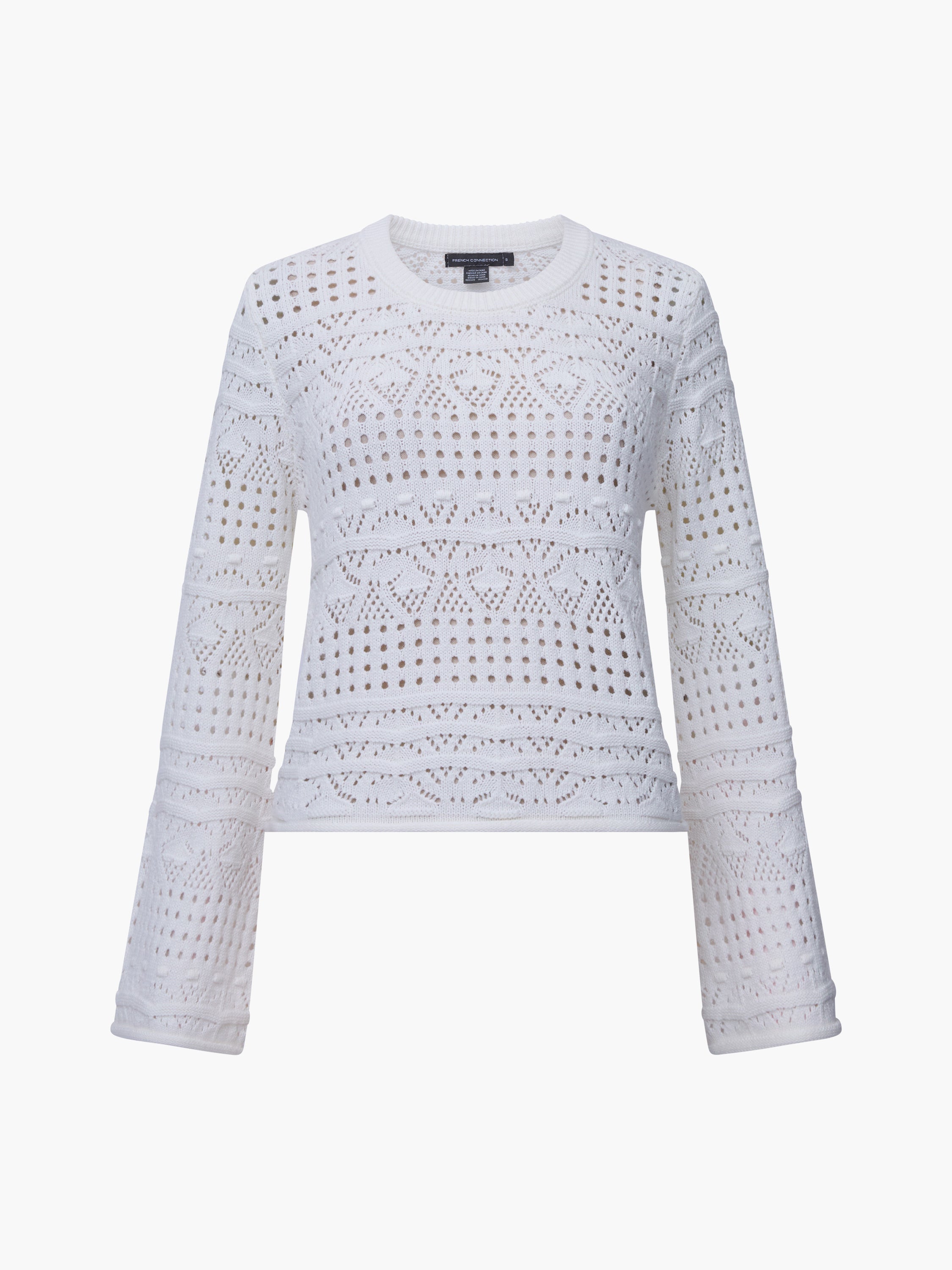Long Sleeve Crochet Bobble Knit Jumper