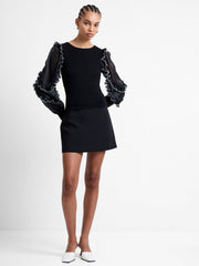 Krista Mix Ruffle Trim Long Sleeve Top
