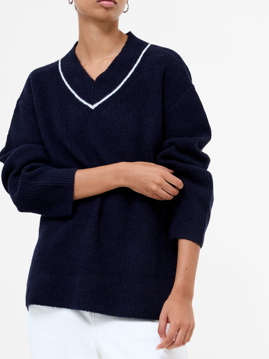 Kezia Recycled Vertical V Neck Jumper