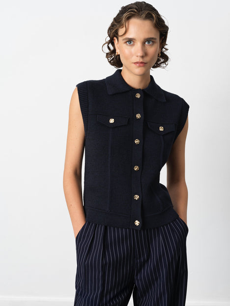 Roland Knit Collared Gilet