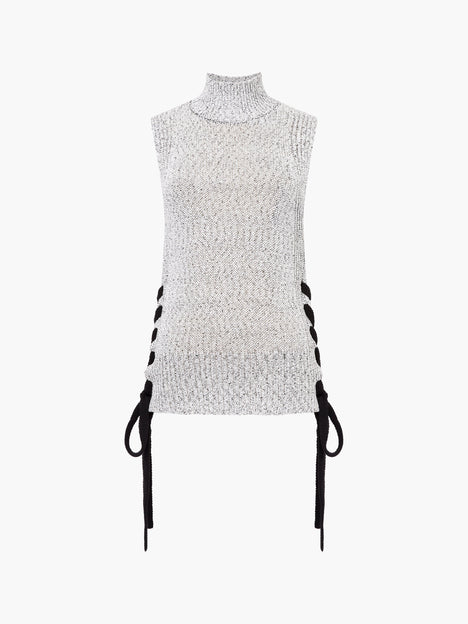 Wai Sleeveless Long Lace Up Vest
