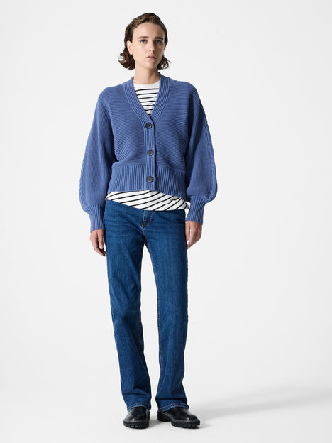 Tonia Knit V Neck Cable Sleeve Cardigan