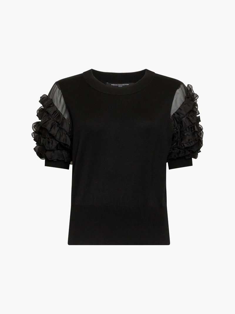 Krista Knit Stacked Ruffle Sleeves Top