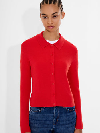 Cosysoft Knit Button Down Long Sleeve Top