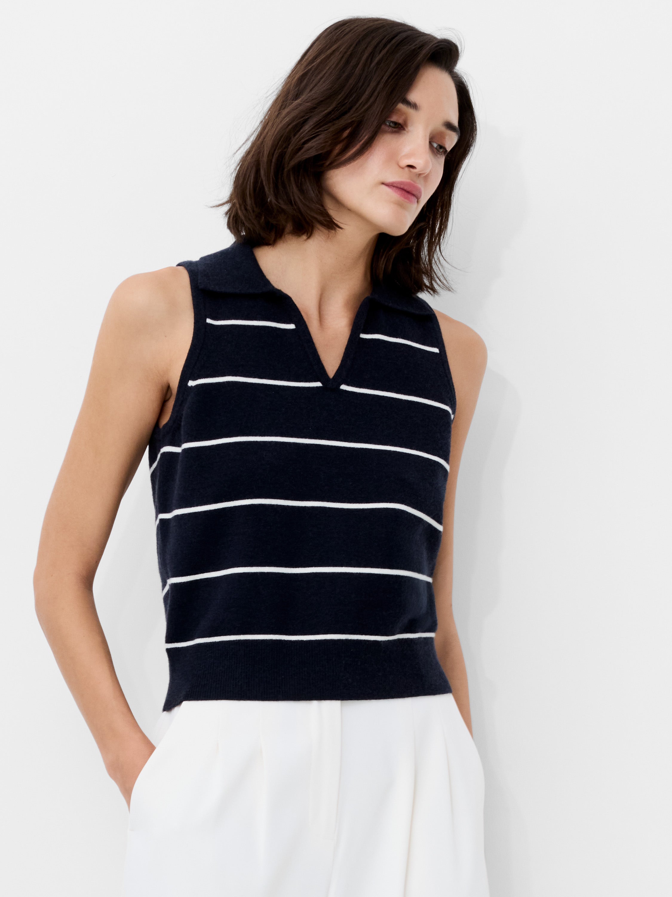Sloane Knit Collared Sleeveless Top