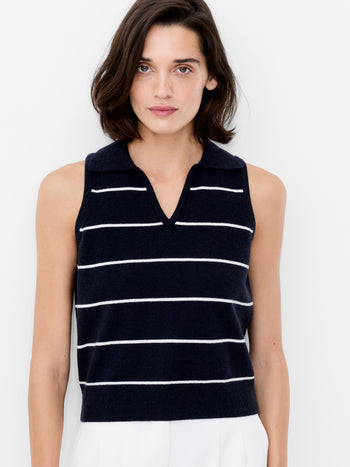 Sloane Knit Collared Sleeveless Top