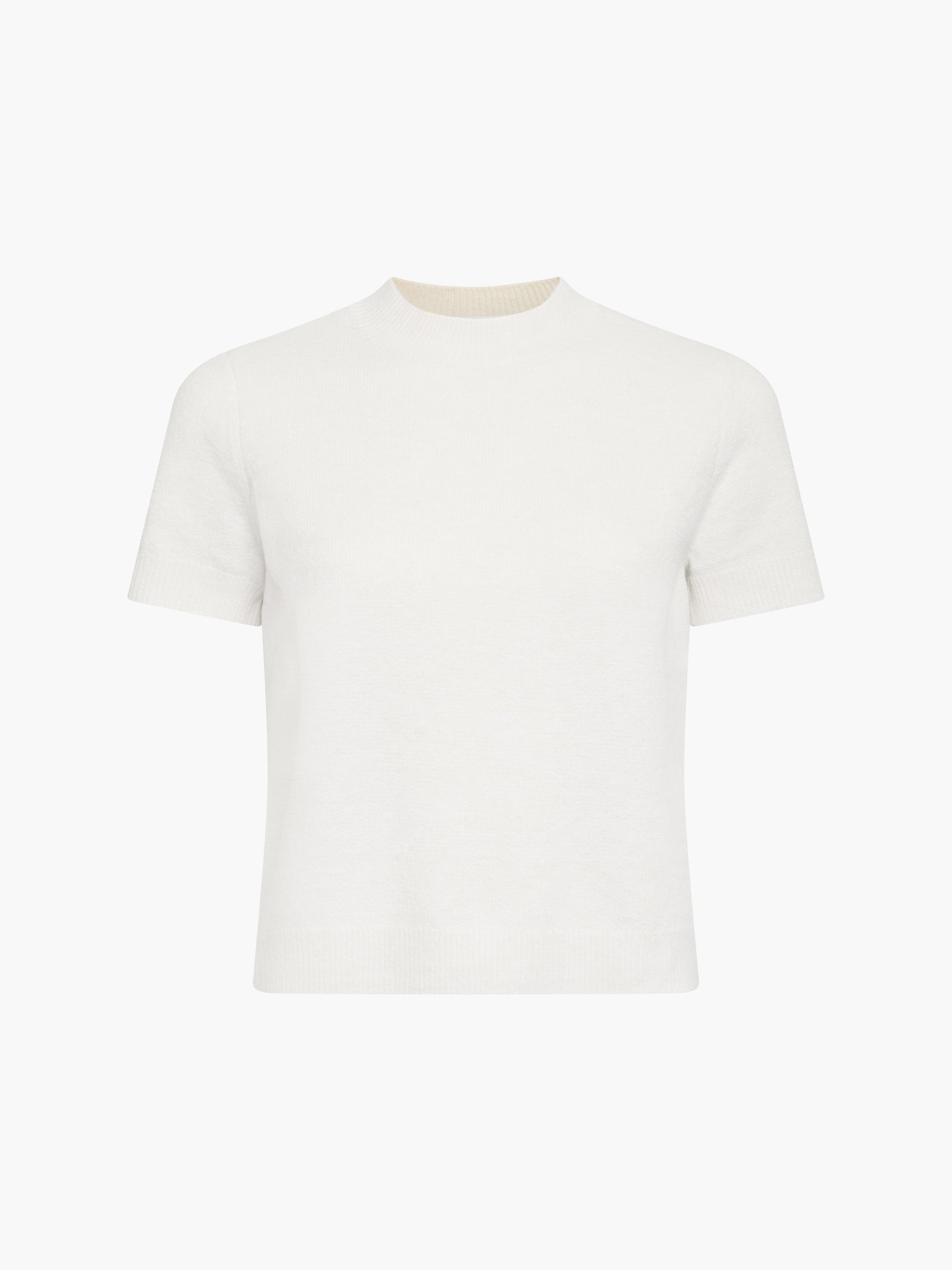 Vhari Recycled Knit Mock Neck Short Sleeve Top