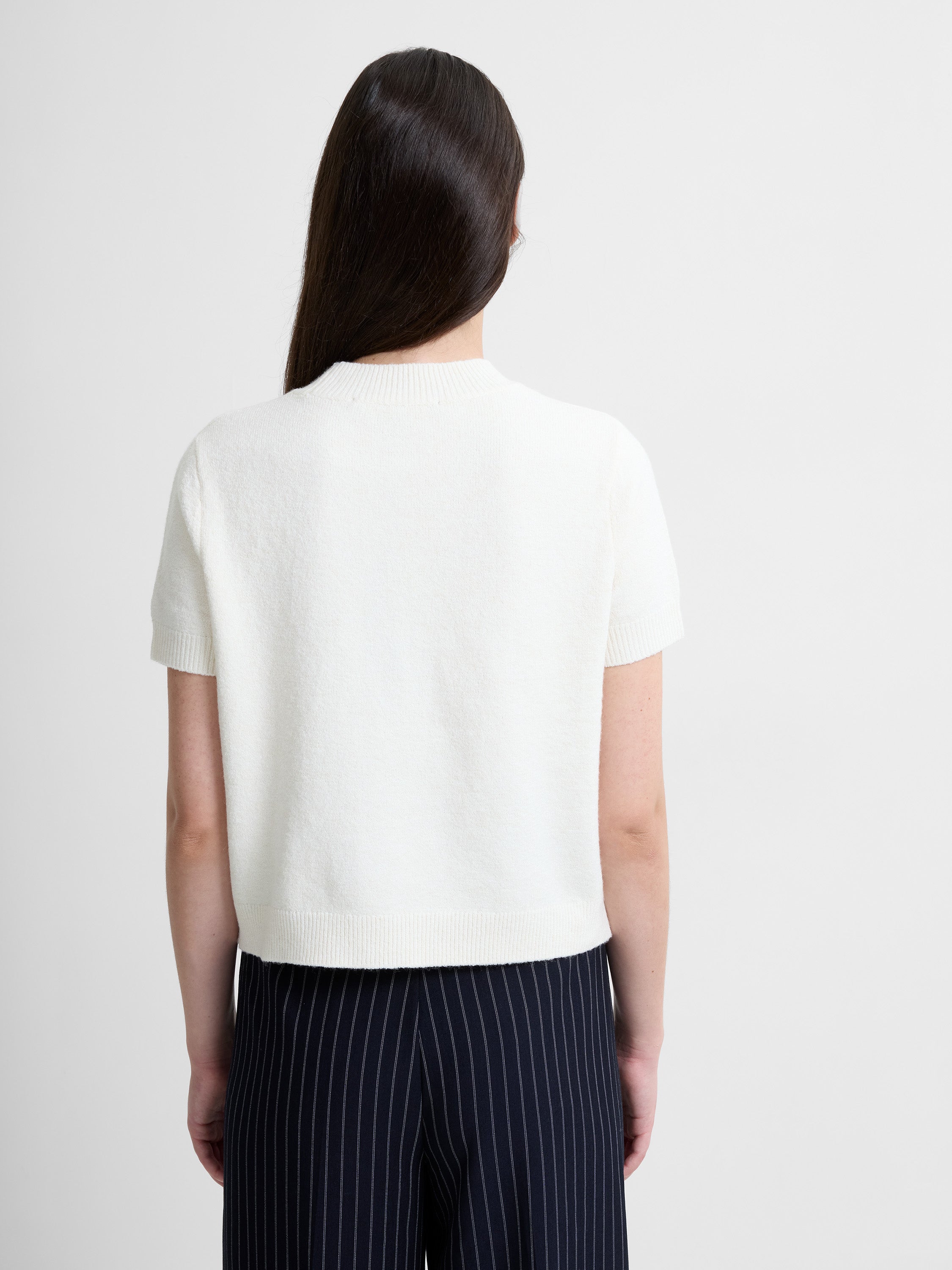 Vhari Recycled Knit Mock Neck Short Sleeve Top