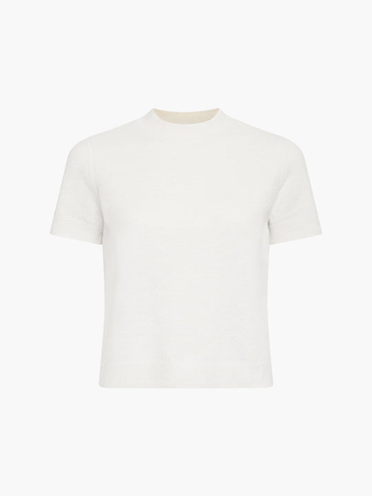 Vhari Recycled Knit Mock Neck Short Sleeve Top