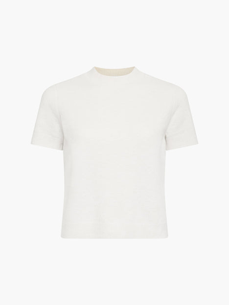 Vhari Recycled Knit Mock Neck Short Sleeve Top