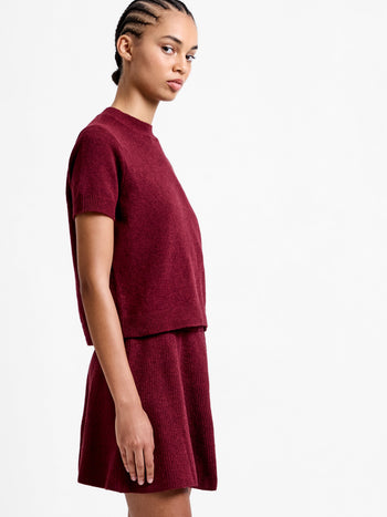 Vhari Recycled Knit Mock Neck Short Sleeve Top