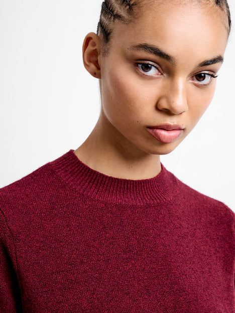 Vhari Recycled Knit Mock Neck Short Sleeve Top