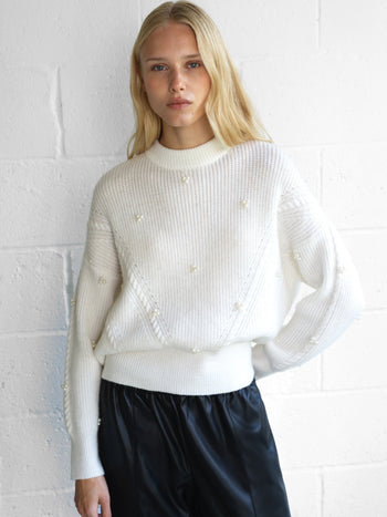 Mersai Pearl Embellished Knit Jumper