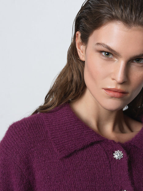 Colleen Polo Collar Diamante Button Jumper