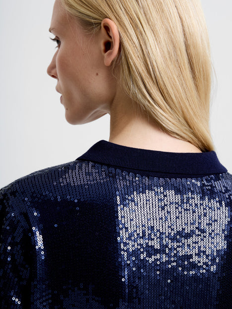 Hannah Knit Sequin Short Sleeve Shirt