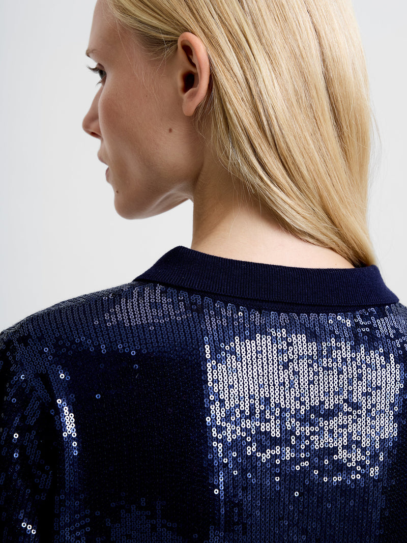 Hannah Knit Sequin Short Sleeve Shirt