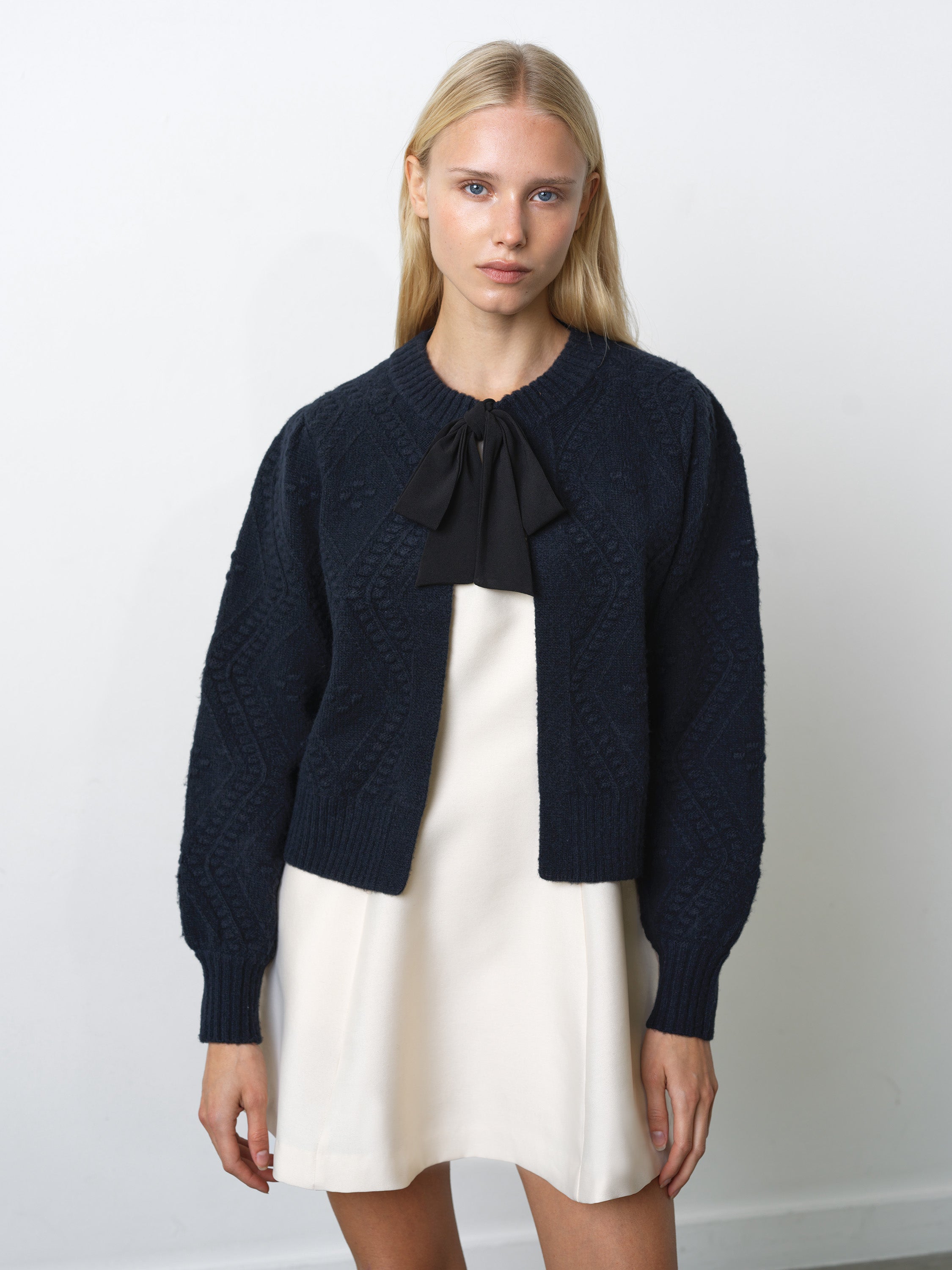 Kitty Recycled Bobble Bow Cardigan