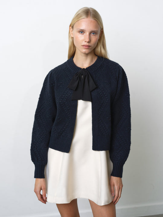 Kitty Recycled Bobble Bow Cardigan
