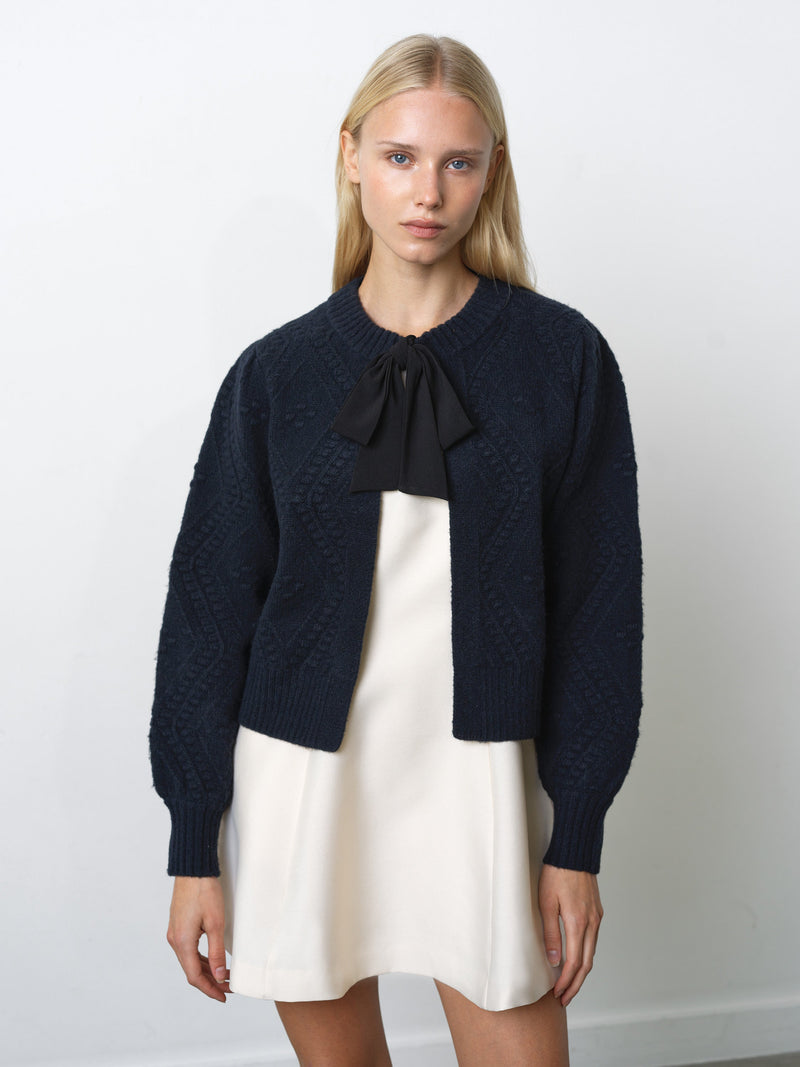 Kitty Recycled Bobble Bow Cardigan