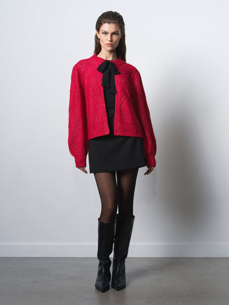 Kitty Recycled Bobble Bow Cardigan