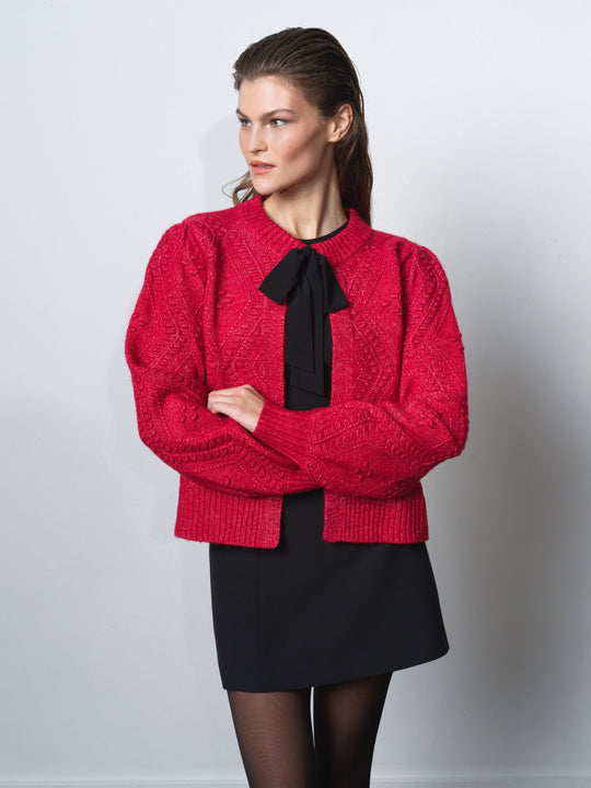 Kitty Recycled Bobble Bow Cardigan