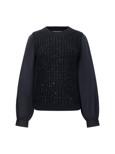 Mix Media Sequin Long Sleeve Jumper