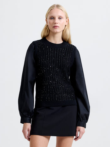 Mix Media Sequin Long Sleeve Jumper