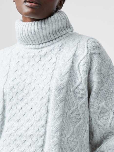 Cable Knit Long Sleeve Roll Neck Jumper