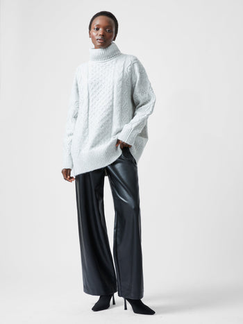 Cable Knit Long Sleeve Roll Neck Jumper
