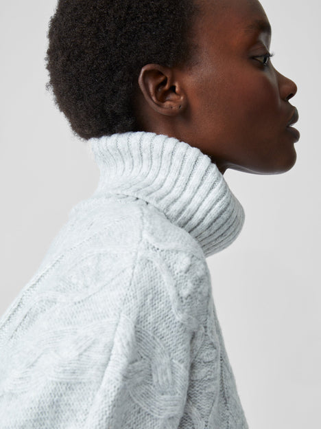 Cable Knit Long Sleeve Roll Neck Jumper