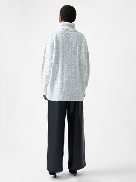 Cable Knit Long Sleeve Roll Neck Jumper