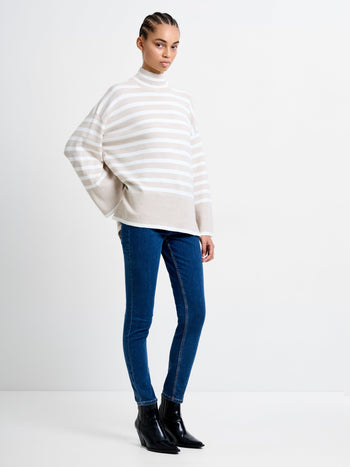 Babysoft Stripe High Neck Side Split Jumper