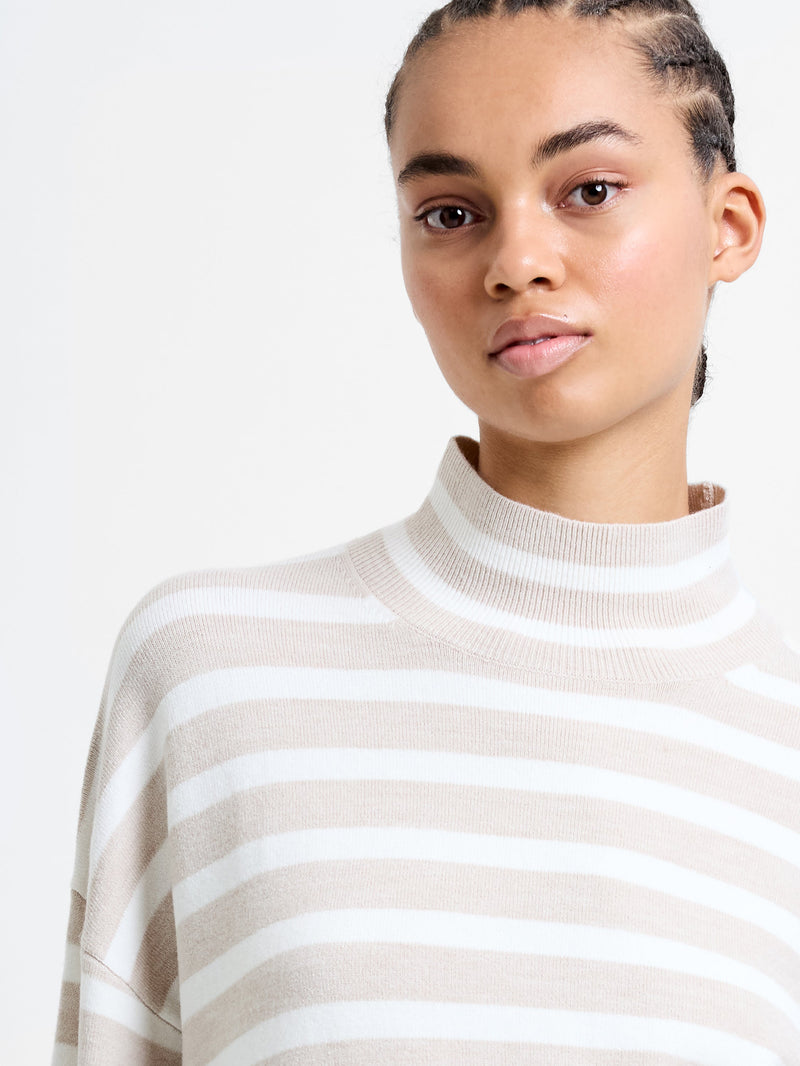 Babysoft Stripe High Neck Side Split Jumper