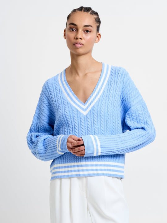 Babysoft Cable V Neck Jumper