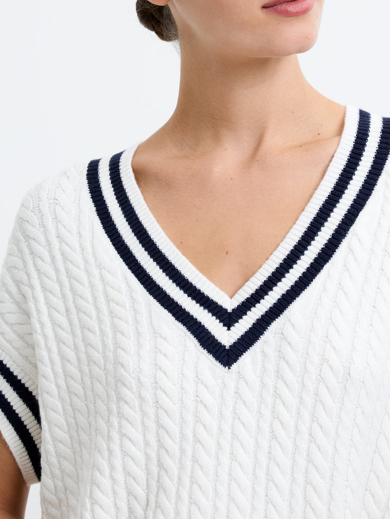 Babysoft Cable Knit V-Neck Tank Vest
