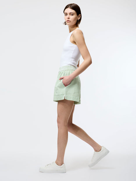 Seersucker Striped Shorts