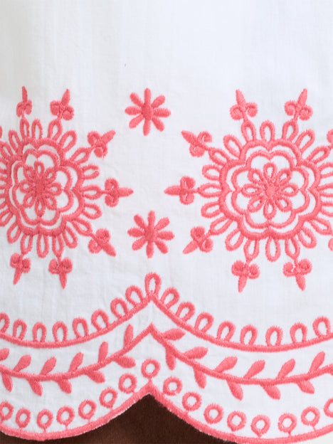 Alissa Cotton Embroidered Hem Shorts