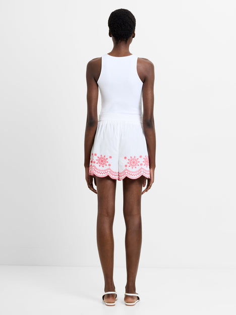 Alissa Cotton Embroidered Hem Shorts
