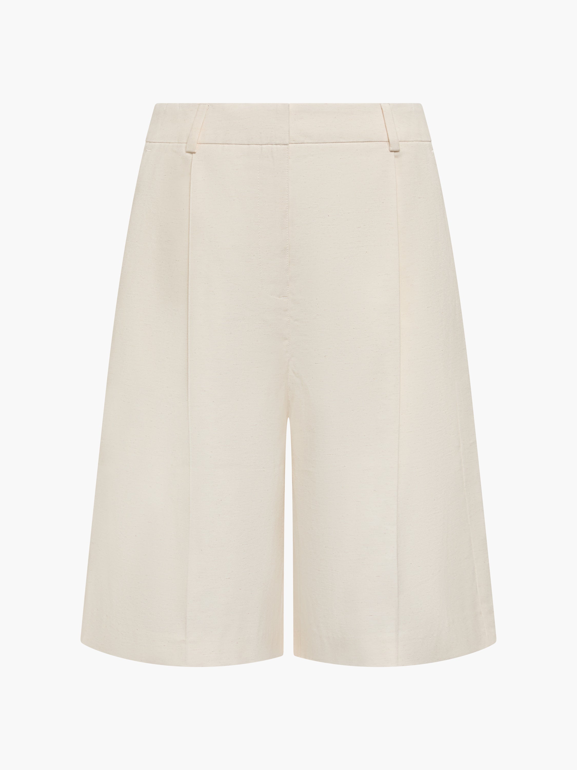 Raquel Pleated Cream Bermuda Shorts