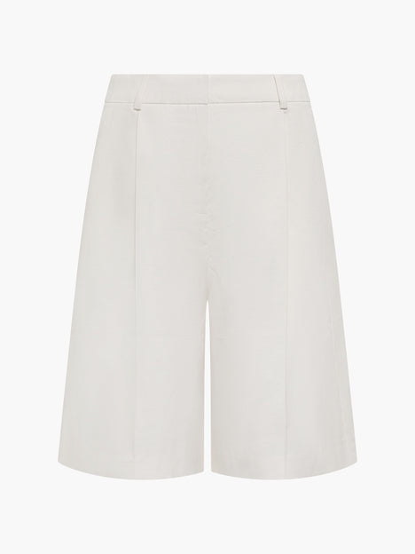 Raquel Pleated Cream Bermuda Shorts