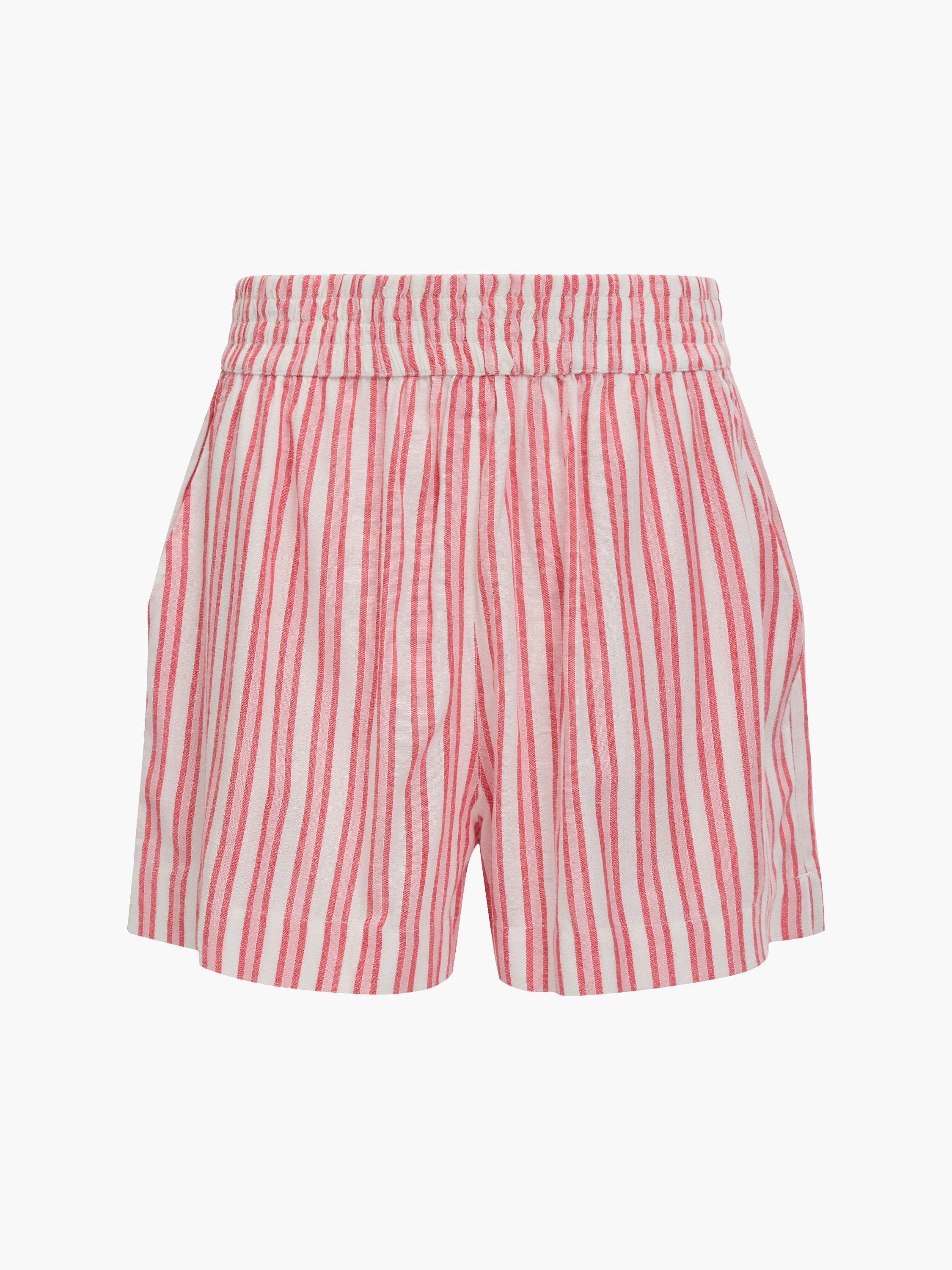 Cheryl Linen Blend Striped Pink Shorts