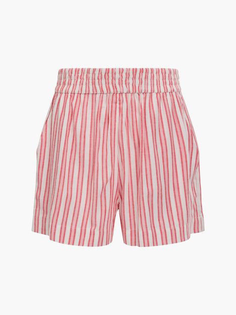 Cheryl Linen Blend Striped Pink Shorts