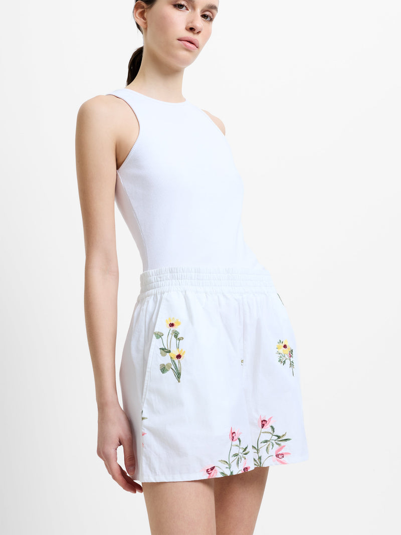 Alissa Cotton Floral Embroidered Shorts