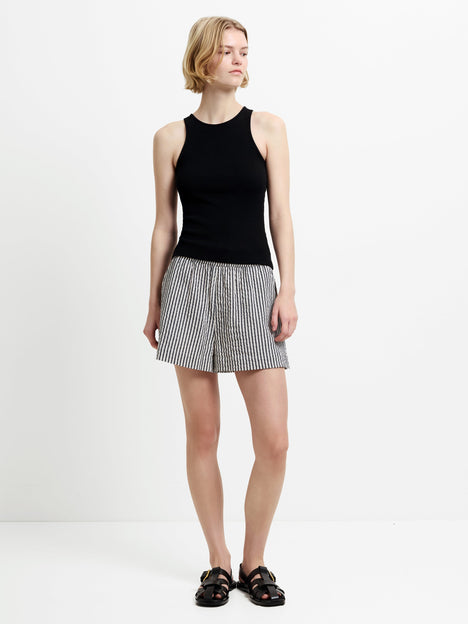 Lia Seersucker Monochrome Striped Shorts