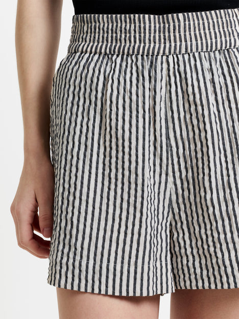 Lia Seersucker Monochrome Striped Shorts