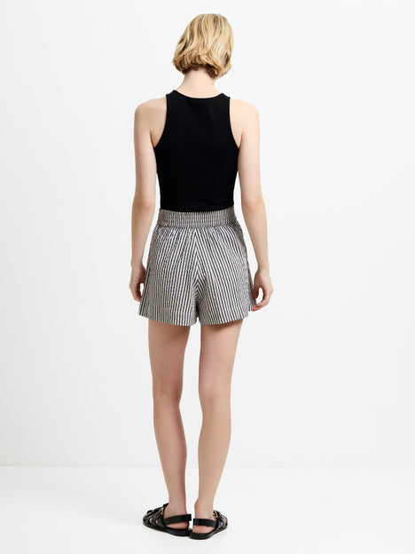 Lia Seersucker Monochrome Striped Shorts