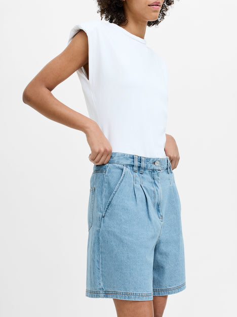 Sam Vintage Wash Pleated Denim Shorts
