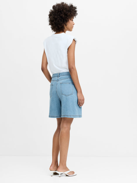 Sam Vintage Wash Pleated Denim Shorts