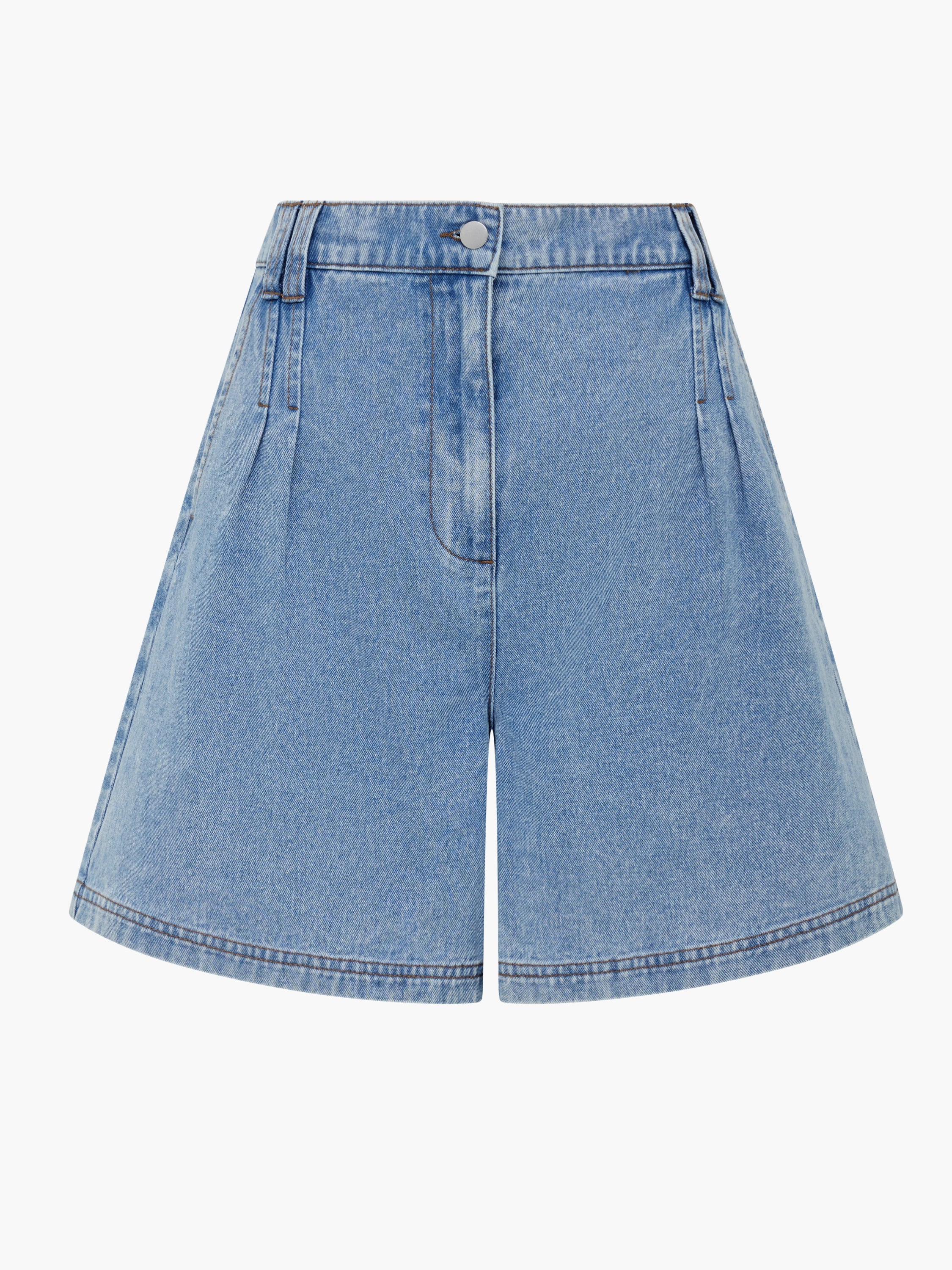 Sam Vintage Wash Pleated Denim Shorts