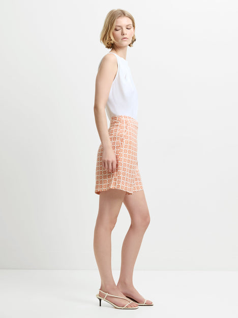Mona Geo Floral Print Orange Shorts